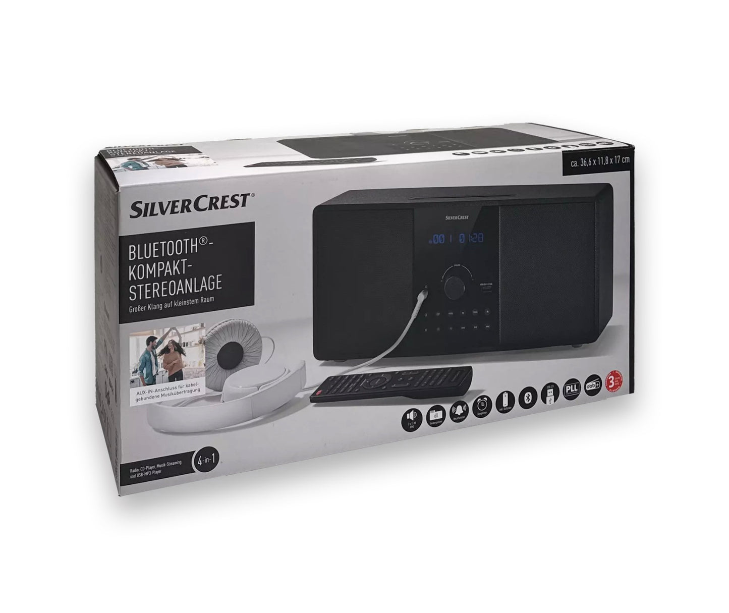 SILVERCREST Bluetooth®-Kompakt-Stereoanlage Bluetooth USB CD DAB+ Antenne *besch. VP