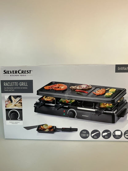 SILVERCREST Raclettegrill für 8 Personen mit 8 Pfännchen & 8 Spateln