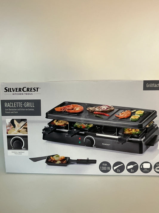SILVERCREST Raclettegrill für 8 Personen mit 8 Pfännchen & 8 Spateln